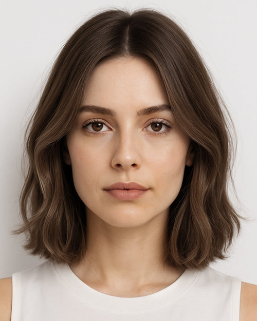 14" Medium Brown Loose Wave Bob Glueless Swiss Lace Closure Wig - WW033