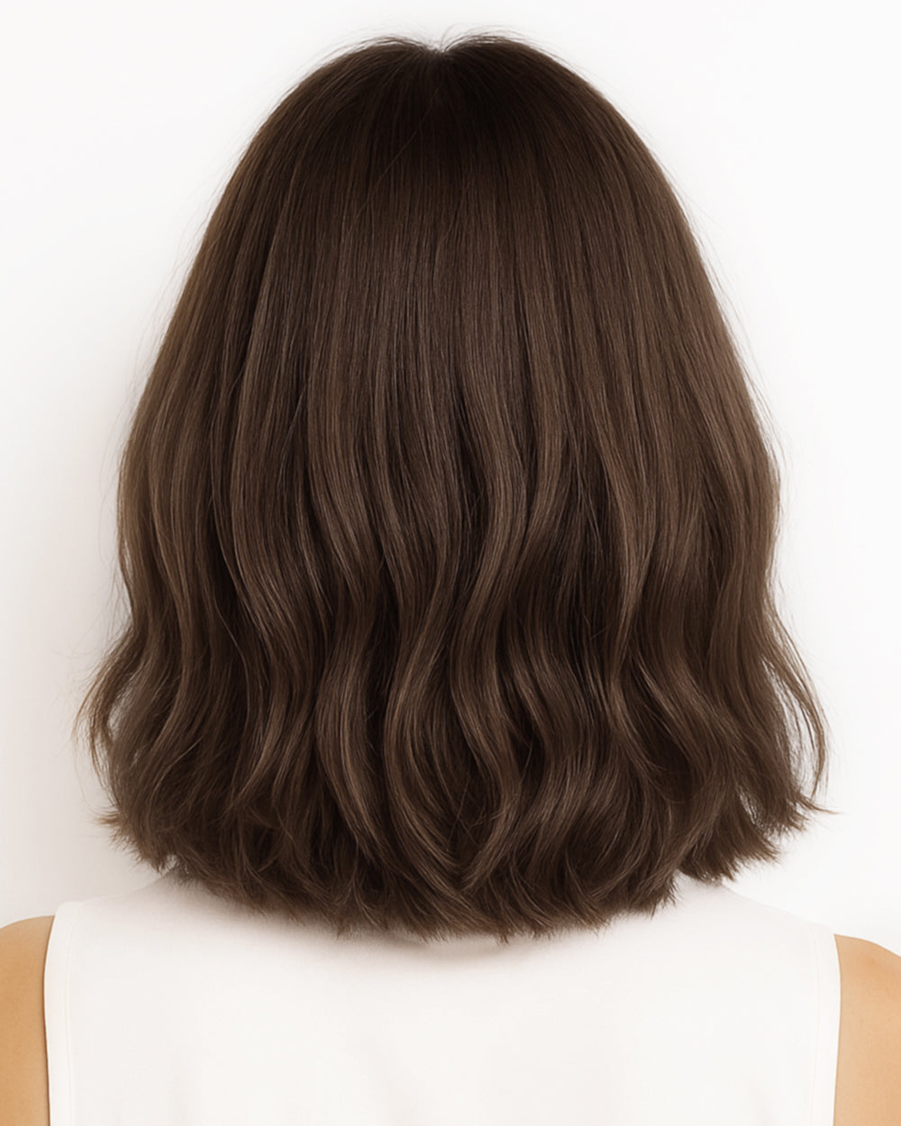 14" Medium Brown Loose Wave Bob Glueless Swiss Lace Closure Wig - WW033
