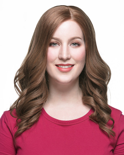 20" Light Brown Wavy Human Hair Swiss Lace Closure Wig - WW025
