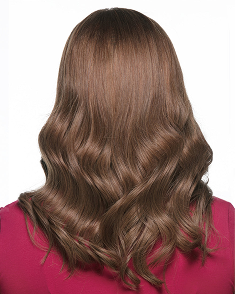 20" Light Brown Wavy Human Hair Swiss Lace Closure Wig - WW025