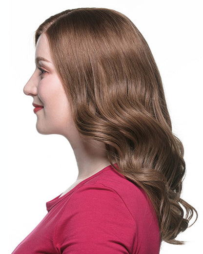 20" Light Brown Wavy Human Hair Swiss Lace Closure Wig - WW025