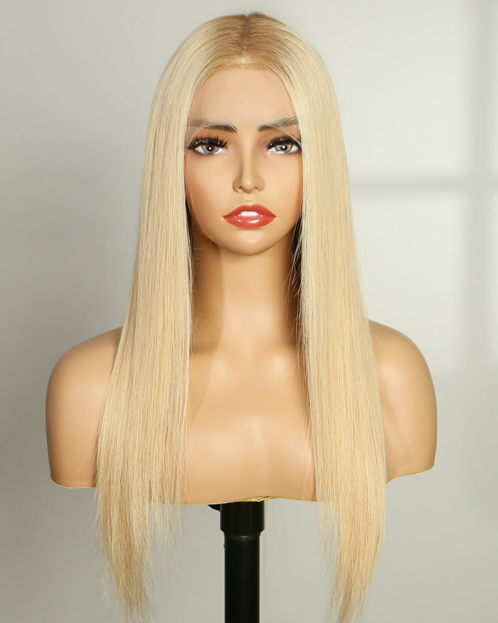 20" Platinum Blonde Straight Swiss Lace Front Wig - WS012