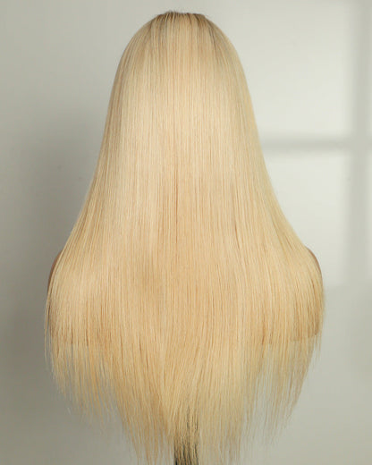20" Platinum Blonde Straight Swiss Lace Front Wig - WS012
