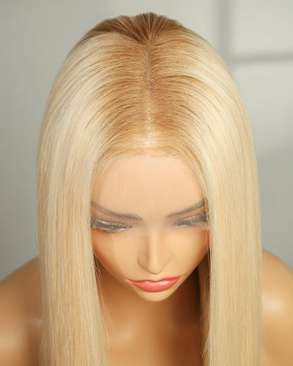 20" Platinum Blonde Straight Swiss Lace Front Wig - WS012