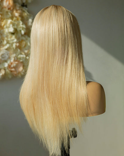 20" Platinum Blonde Straight Swiss Lace Front Wig - WS012