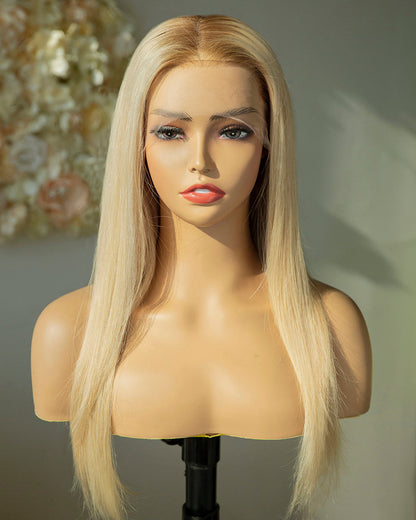 20" Platinum Blonde Straight Swiss Lace Front Wig - WS012