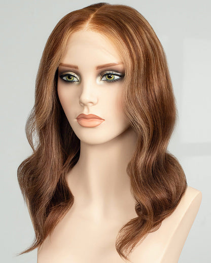 16" Honey Chestnut Waves Glueless Swiss Lace Closure Wig