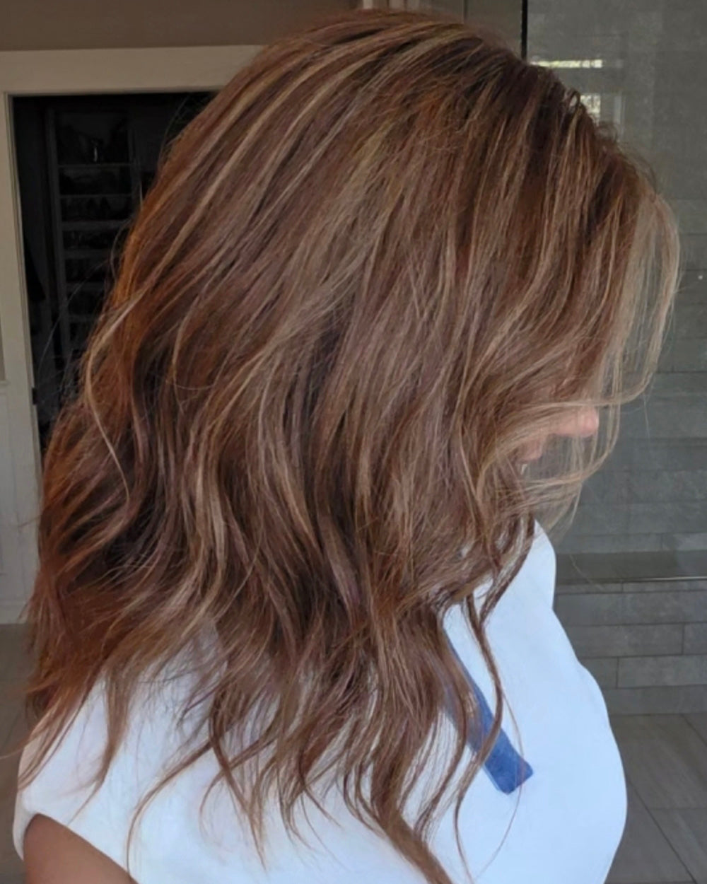 16" Honey Chestnut Waves Glueless Swiss Lace Closure Wig
