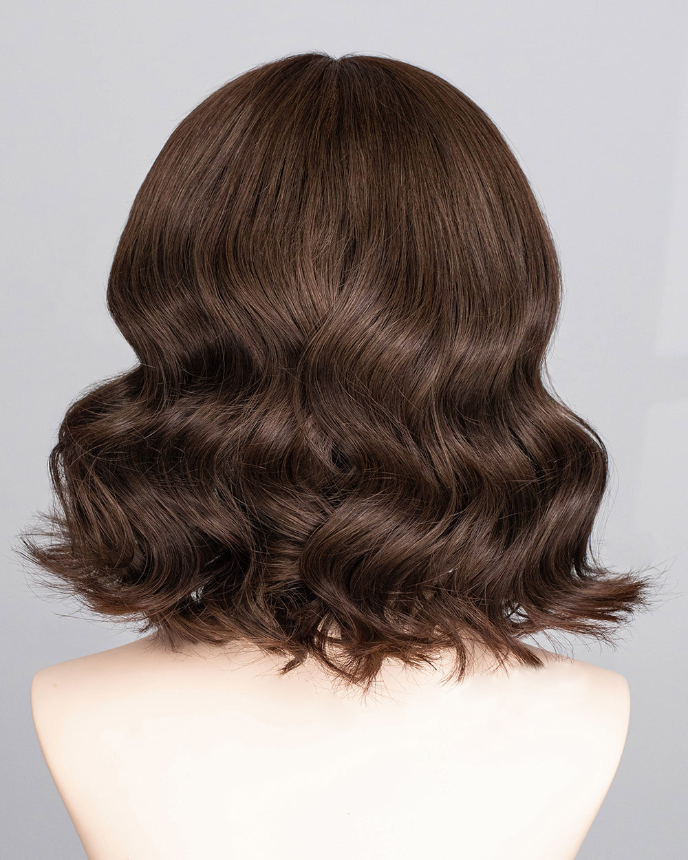 14" Medium Brown Loose Wave Bob Glueless Swiss Lace Closure Wig - WW033