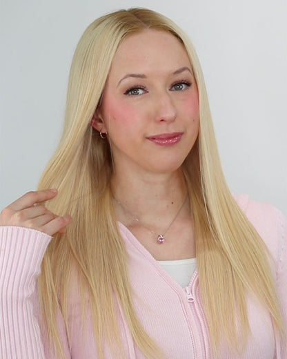 20" Platinum Blonde Straight Swiss Lace Front Wig - WS012