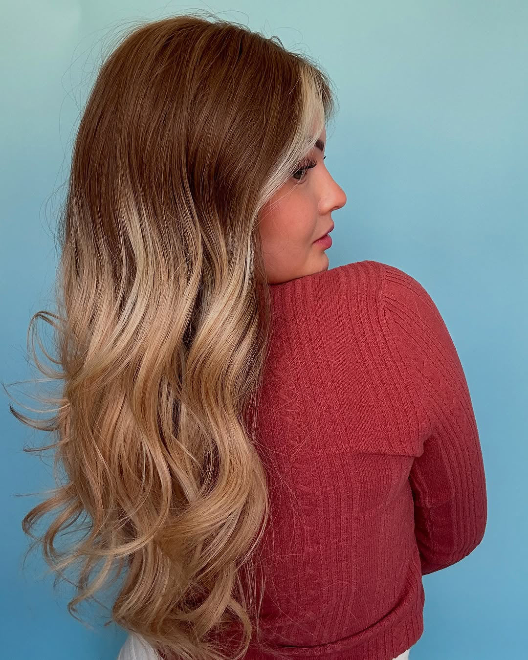 20" Blonde Balayage Body Wave Human Hair Swiss Lace Front Wig - WLW003