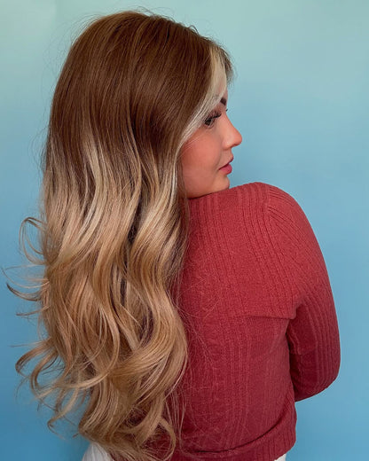20" Blonde Balayage Body Wave Human Hair Swiss Lace Front Wig - WLW003